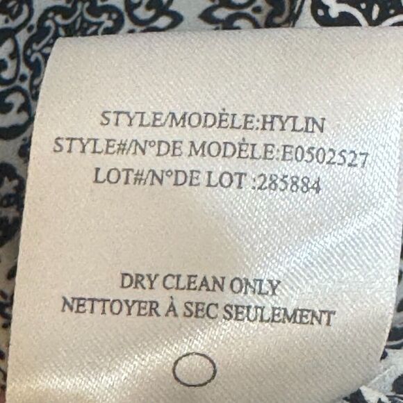 Theory Black White Print Silk Hylin Tank Size Large V Neck Career Wear - Picture 6 of 6